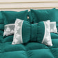 Coussin décoratif nœud en velours avec volant et dentelle rebrodée 40x50 cm, coussin de canapé étain par Sissy