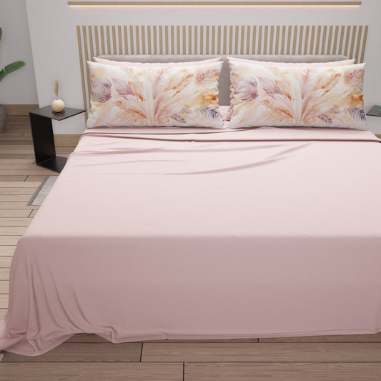 Draps en coton, Parure de lit avec taies d'oreiller en impression numérique Palmwater Poudre