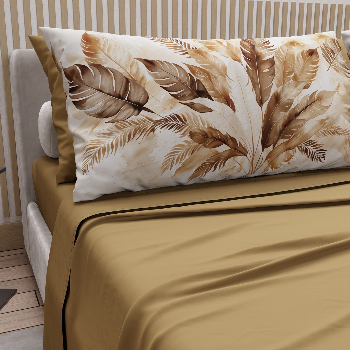 Draps en coton, Parure de lit avec taies d'oreiller en impression numérique Palmwater Boue