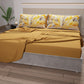 Lenzuola in Cotone, Completo Letto con Federe in Stampa Digitale Palmwater Giallo