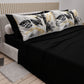 Draps en Coton, Parure de Lit avec Taies d'Oreiller en Impression Digitale Palmwater Noir