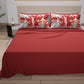 Draps en coton, Parure de lit avec taies d'oreiller en impression numérique Palmwater Rouge