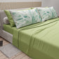 Draps en Coton, Parure de Lit avec Taies d'Oreiller en Impression Digitale Palmwater Sauge