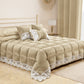 Cuscino Arredo Fiocco in Velluto e Balza con Pizzo Rebrodè 40x50 cm, Cuscino divano Panna By Sissy