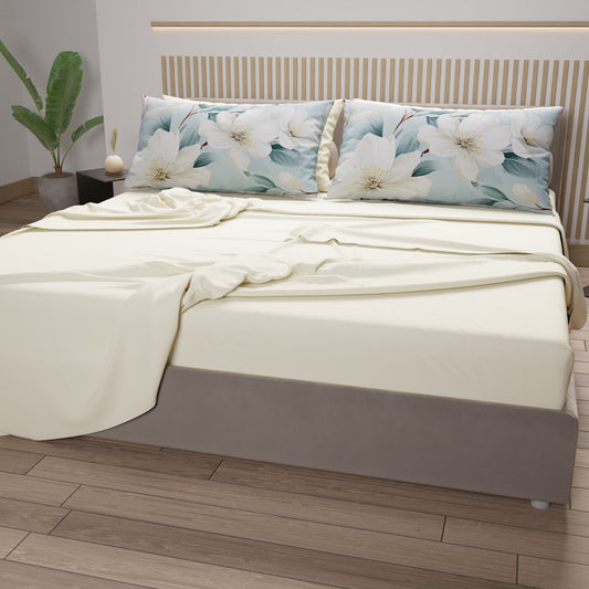 Draps en coton, ensemble de lit avec taies d'oreiller à impression numérique florale 106