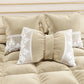 Coussins décoratifs en velours avec volant et dentelle rebrodée 2pcs, coussins de canapé crème par Sissy