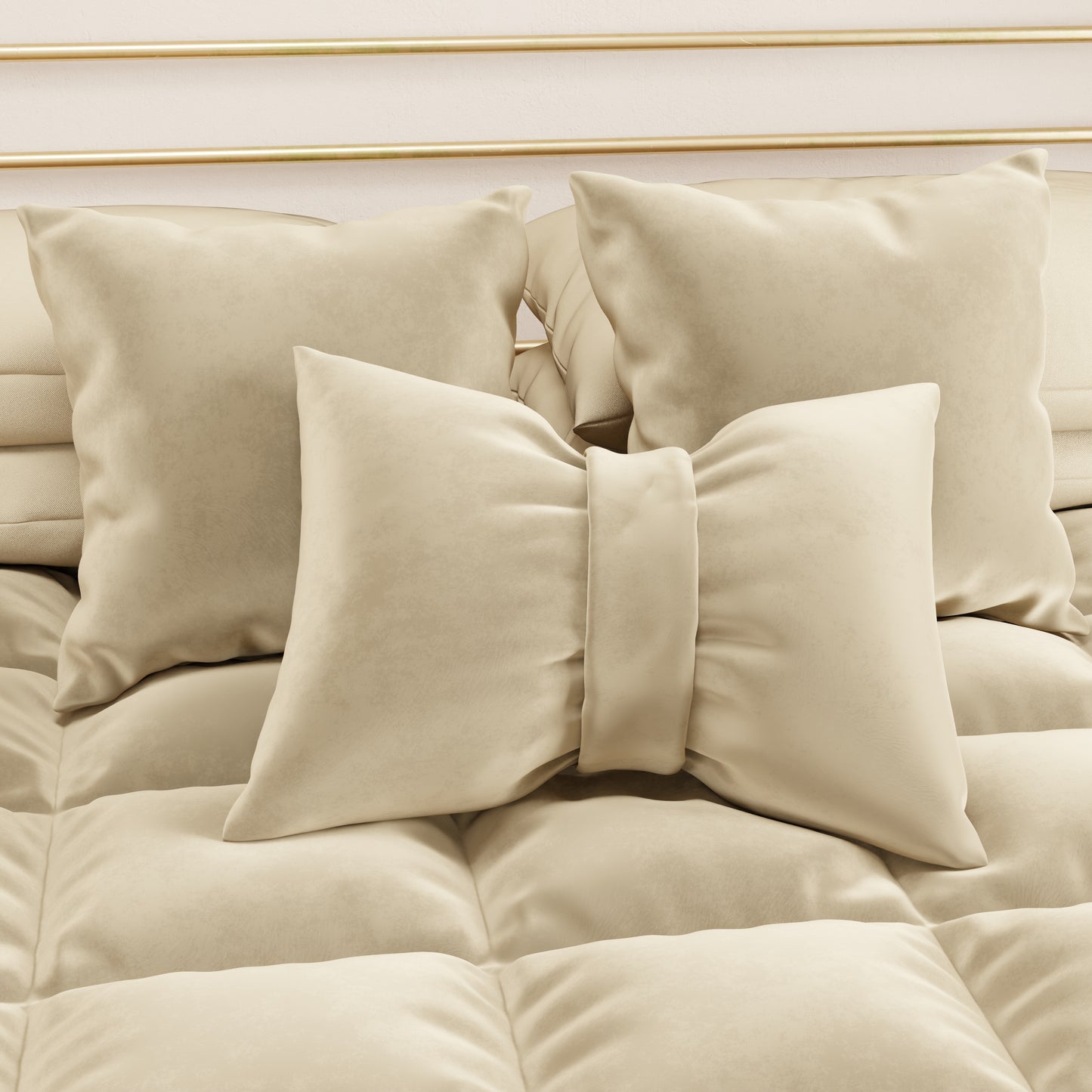 Cushions, Sofa Cushion Covers, Furnishing Cushions in Cream Velvet 2pcs