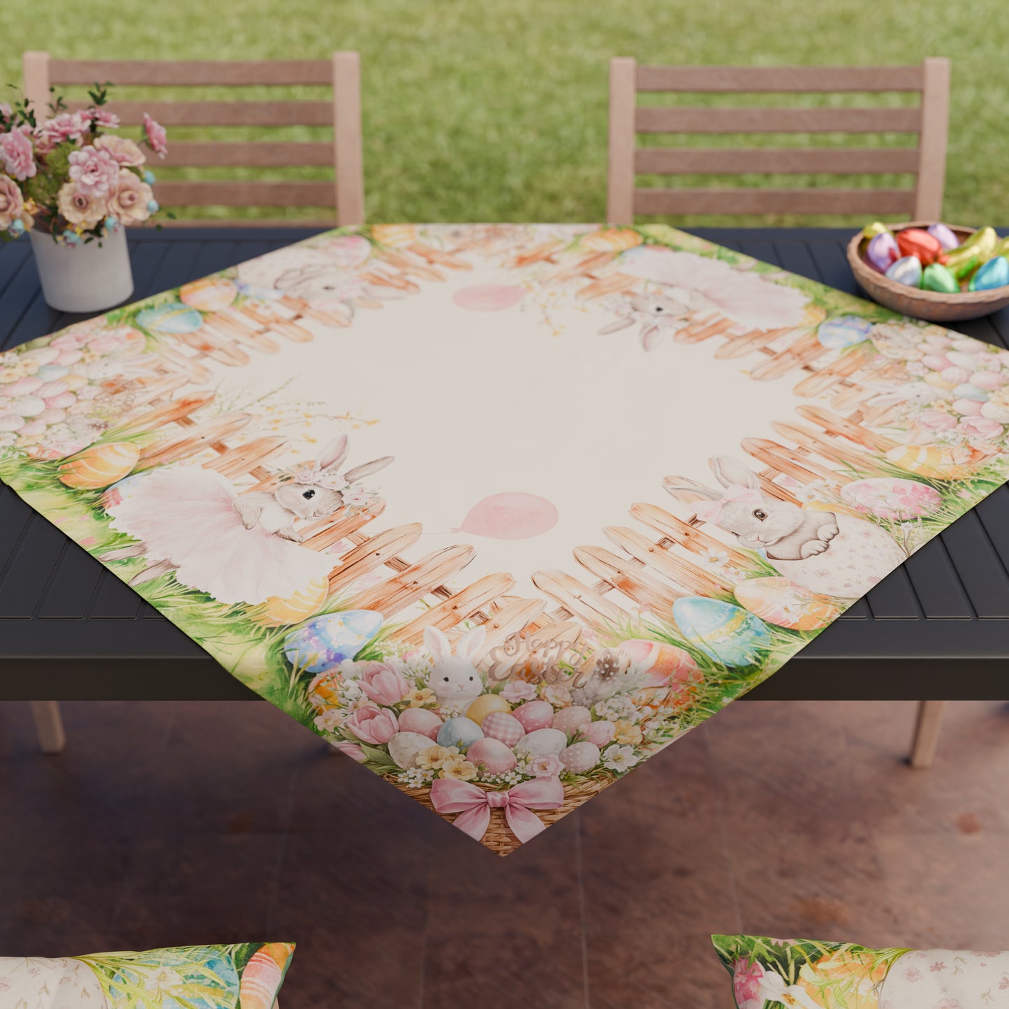 Centre de table de Pâques pour cuisine en impression numérique Tutu Bunny