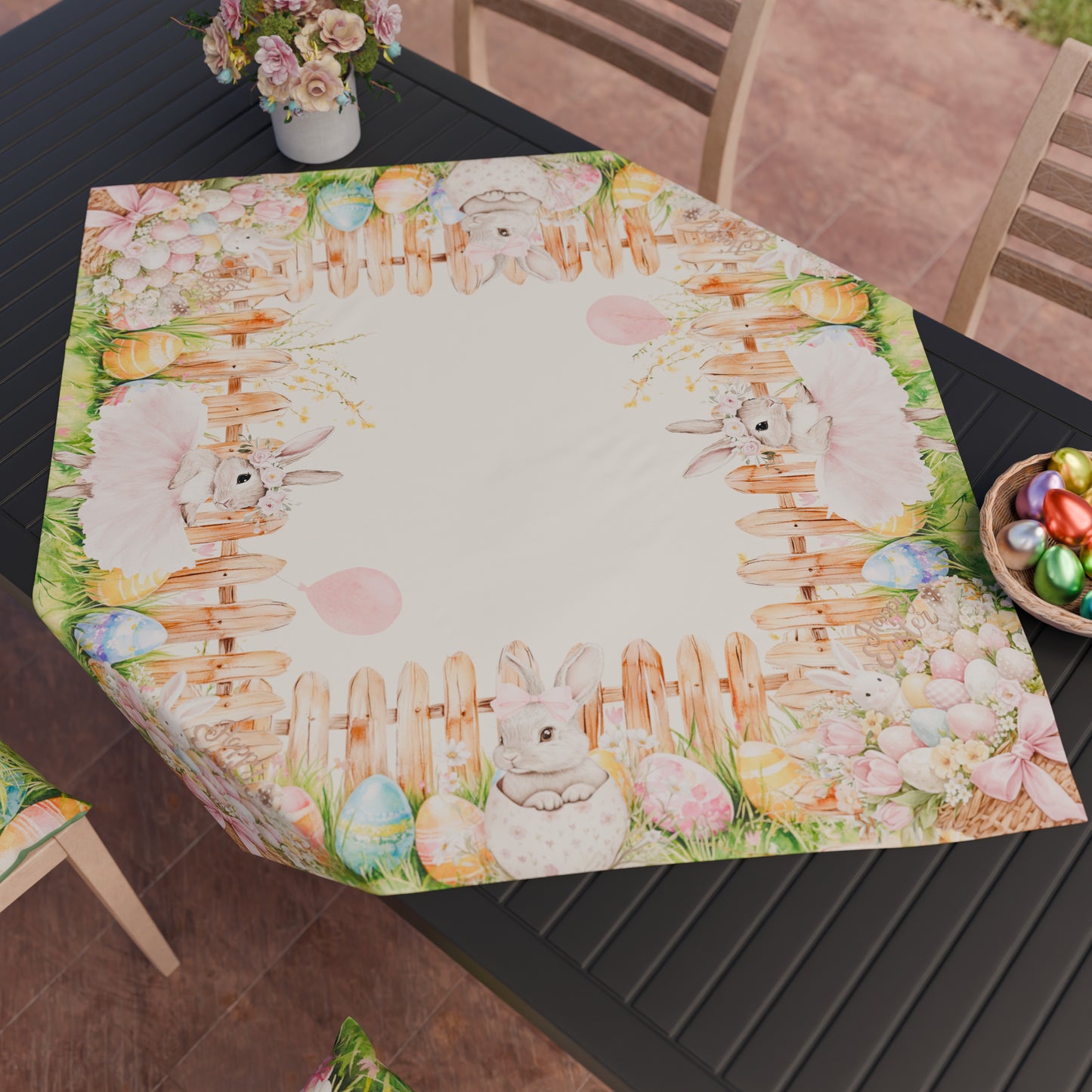 Centre de table de Pâques pour cuisine en impression numérique Tutu Bunny
