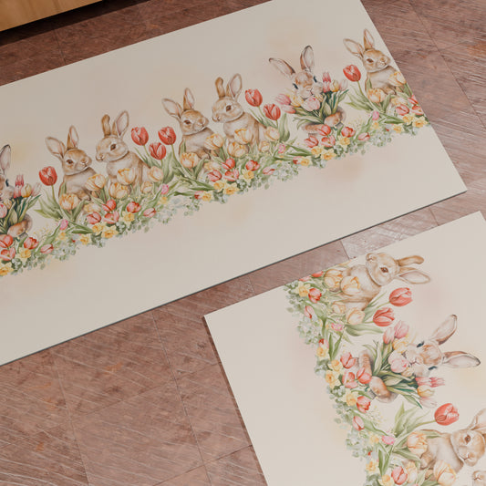 Tapis de cuisine antidérapant Pâques, couloir Pâques, lavable Tulipes
