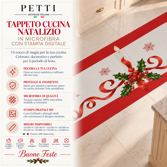 Tappeto Cucina Natalizio Antiscivolo Passatoia Natalizia Cucina lavabile Incanto