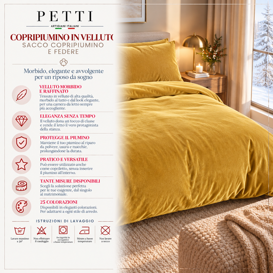 Copripiumino e Federe in Tinta Unita in Velluto Oro