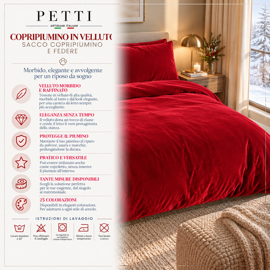 Copripiumino e Federe in Tinta Unita in Velluto Rosso