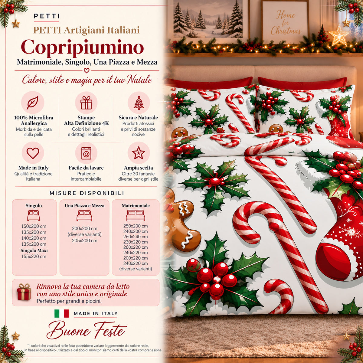 Copripiumini in Stampa Digitale Natalizi Candy Noel