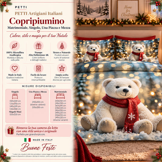 Copripiumini in Stampa Digitale Natalizi Orsetto 03