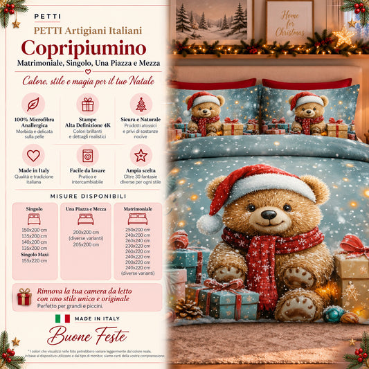 Copripiumini in Stampa Digitale Natalizi Orsetto 04