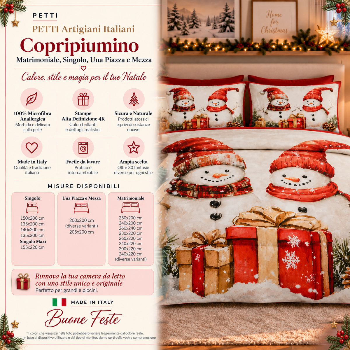Copripiumini in Stampa Digitale Natalizi Pupazzo 01