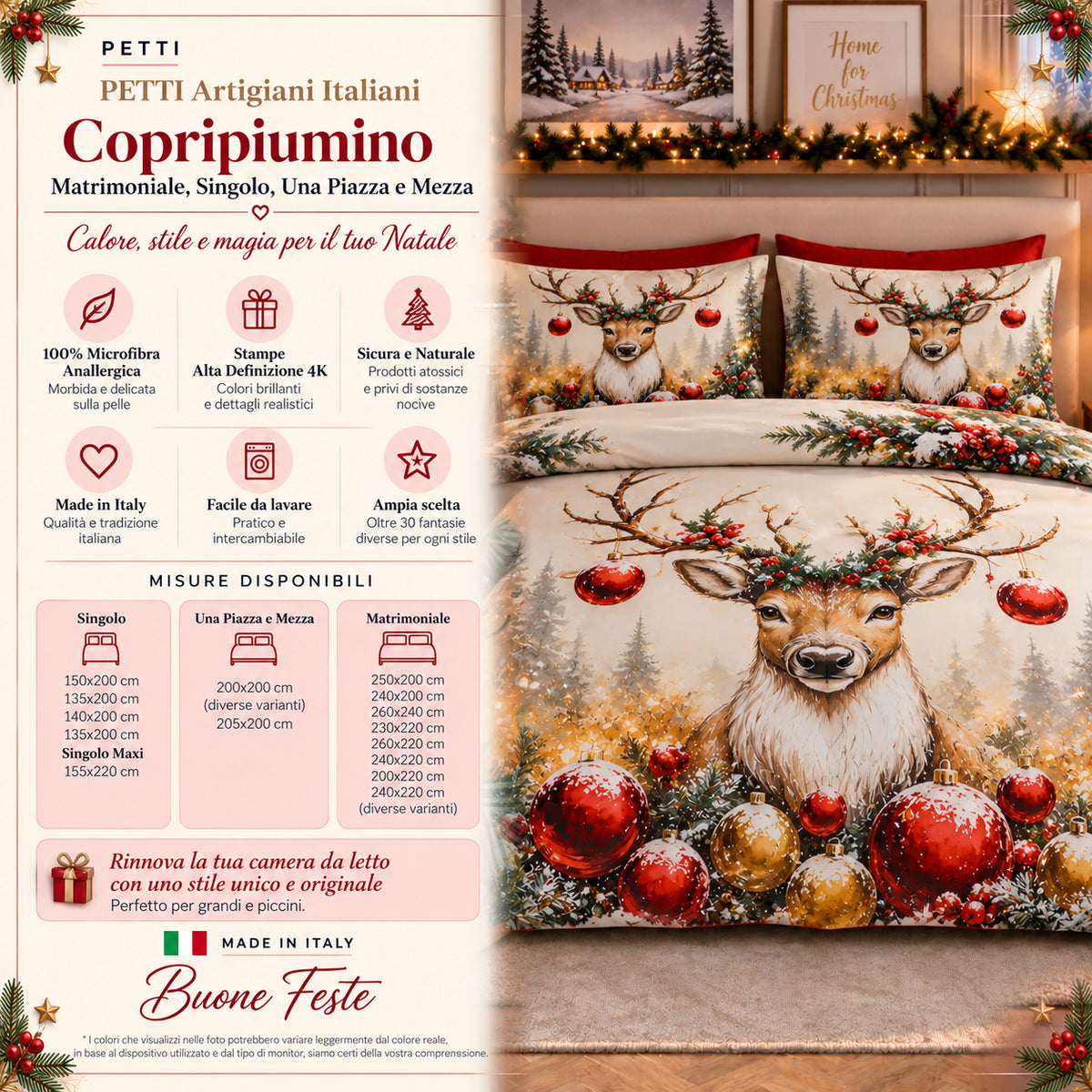 Copripiumini in Stampa Digitale Natalizi Renna