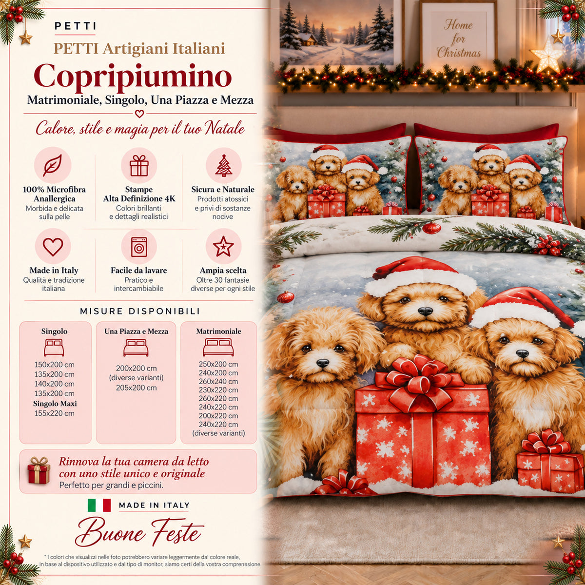 Copripiumini in Stampa Digitale Natalizi Dog