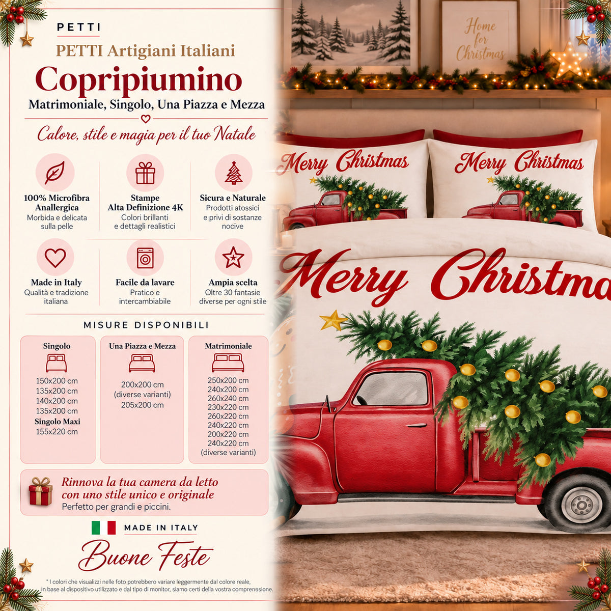 Copripiumini in Stampa Digitale Natalizi Merry Christmas
