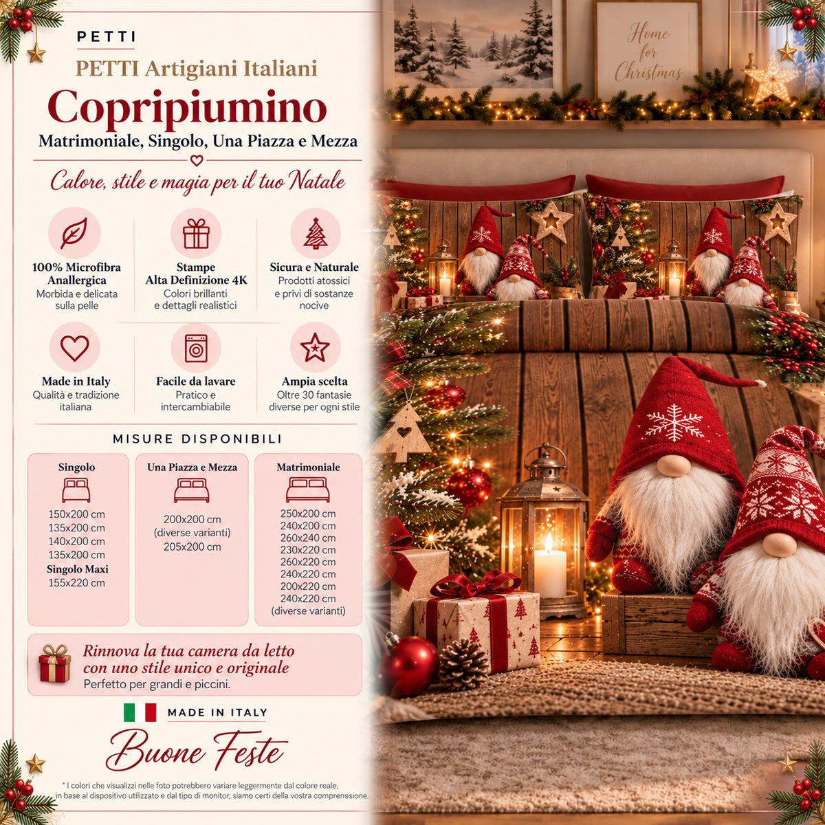 Copripiumini in Stampa Digitale Natalizi Gnomo 06