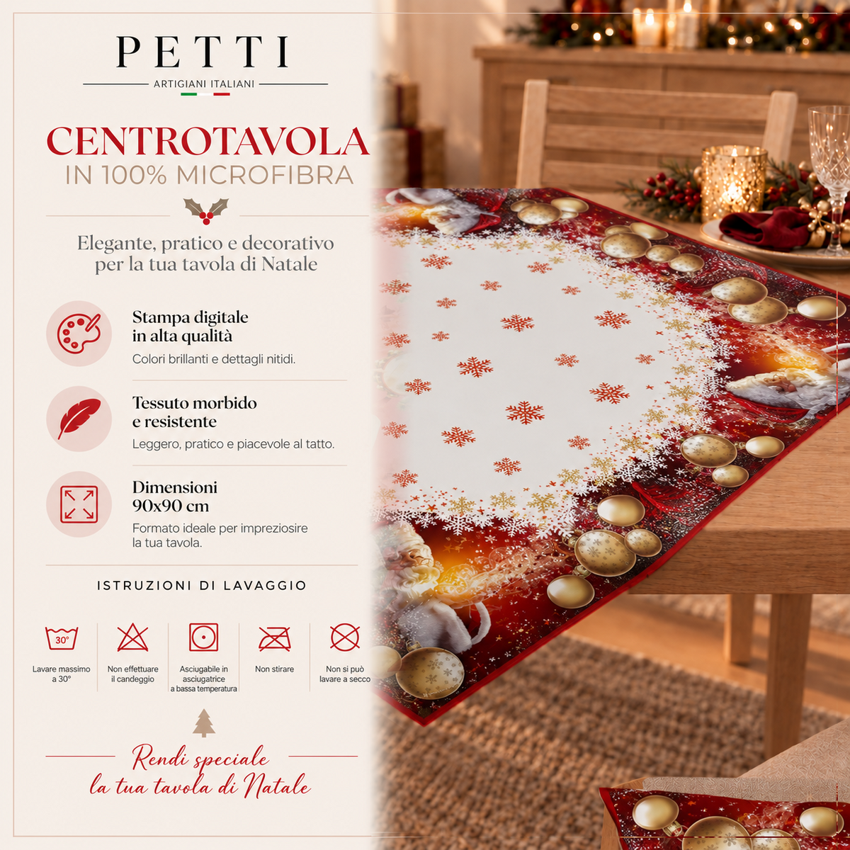 Centrotavola Natalizio per Cucina in Stampa Digitale Babbo Natale