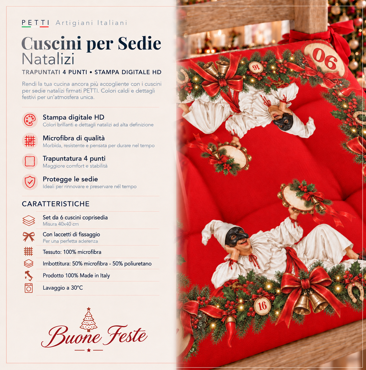 Cuscini per Sedie Natalizi Coprisedia Natalizi Tombola
