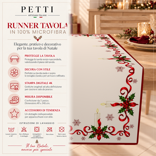 Runner Natalizi, Runner Tavola Natalizio, Tovaglia Runner Natalizia, Runner Cucina Incanto