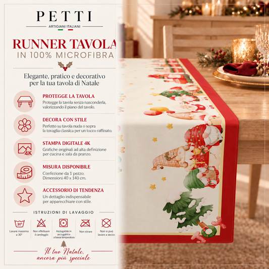 Runner Natalizi , Runner Tavola Natalizio, Tovaglia Runner Natalizia, Runner Cucina Gnomo