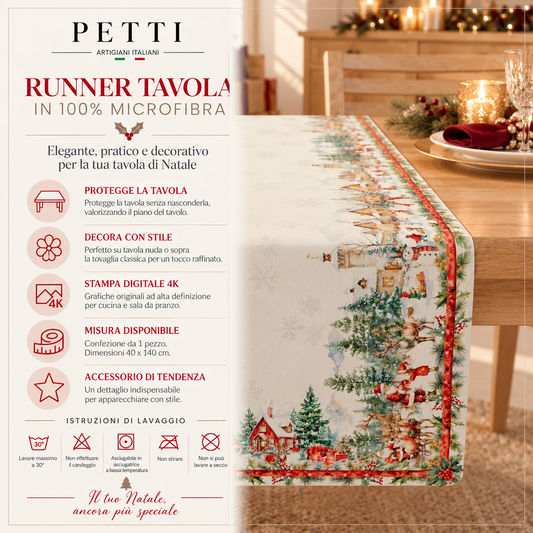 Runner Natalizi, Runner Tavola Natalizio, Tovaglia Runner Natalizia, Runner Cucina Xmas Santa's Land