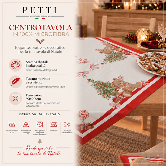 Centrotavola Natalizio per Cucina in Stampa Digitale Orsetto
