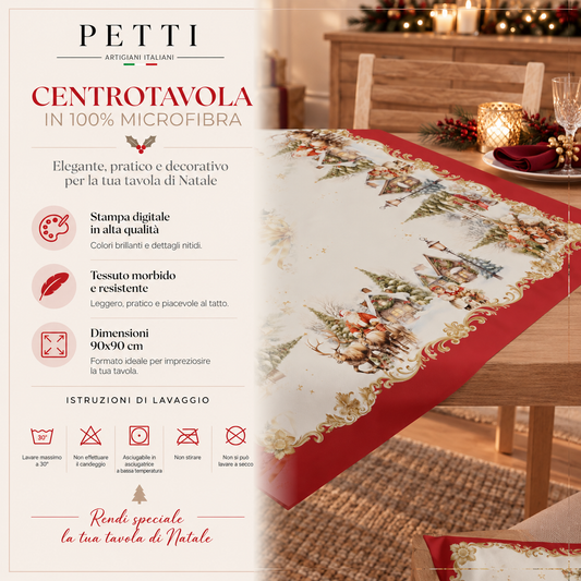 Centrotavola Natalizio per Cucina in Stampa Digitale Vintage Xmas