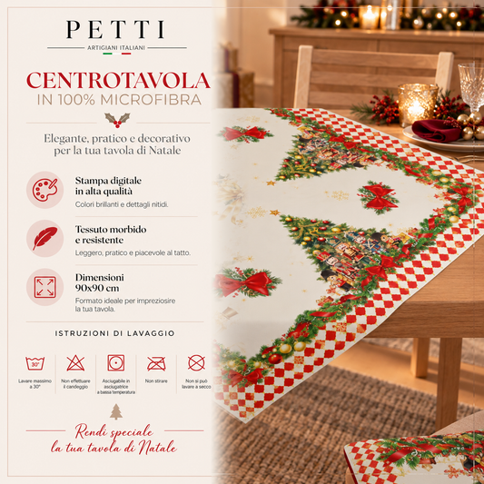 Centrotavola Natalizio per Cucina in Stampa Digitale Schiaccianoci Rosso
