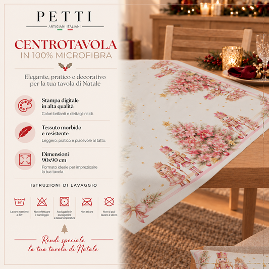 Centrotavola Natalizio per Cucina in Stampa Digitale Schiaccianoci Rosa