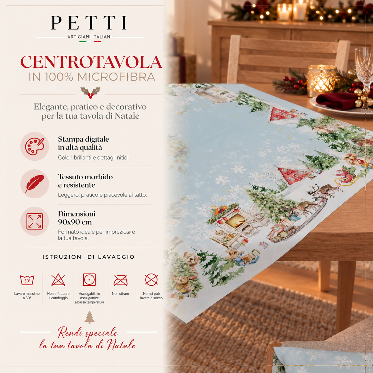 Centrotavola Natalizio per Cucina in Stampa Digitale Snow