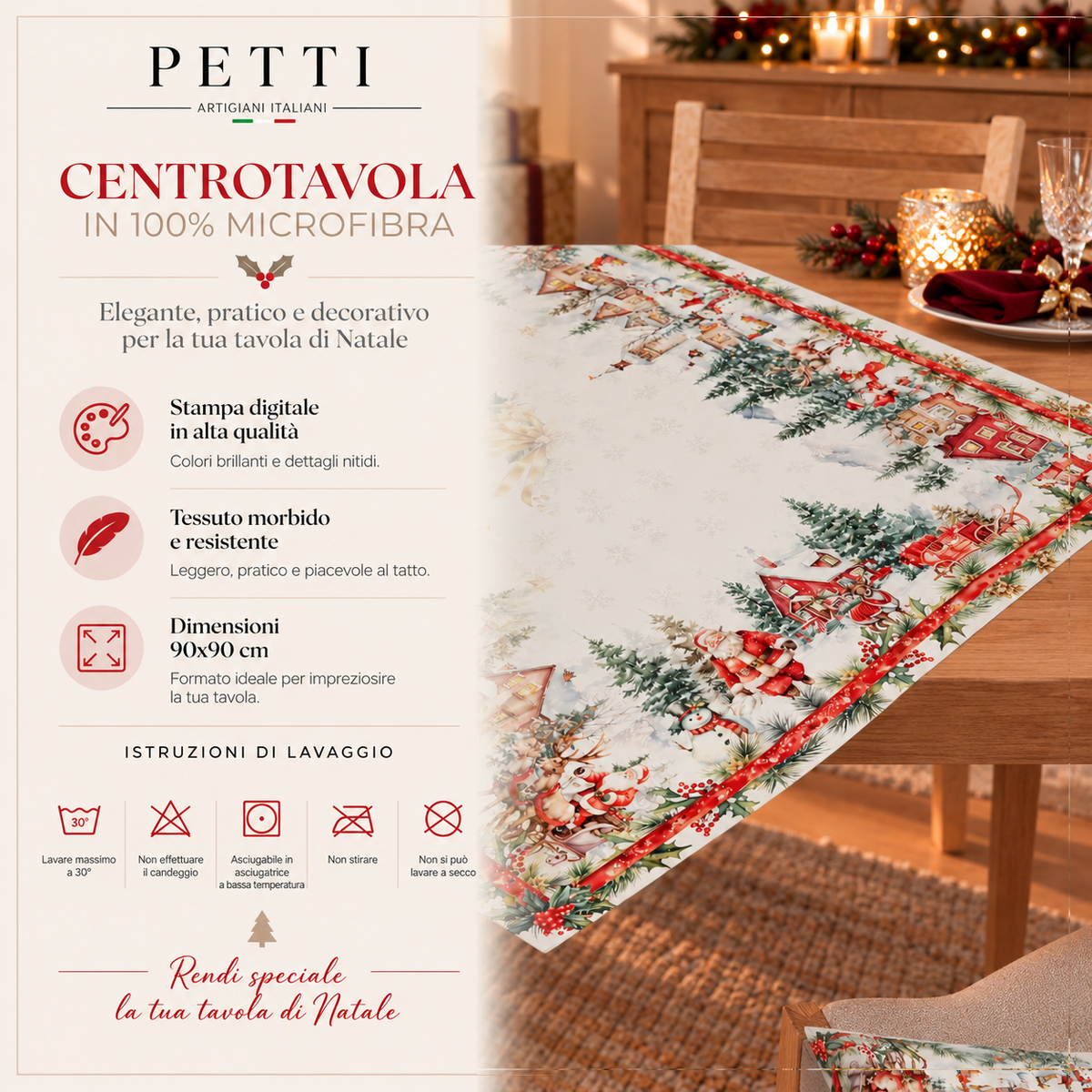 Centrotavola Natalizio per Cucina in Stampa Digitale Xmas Santa's Land