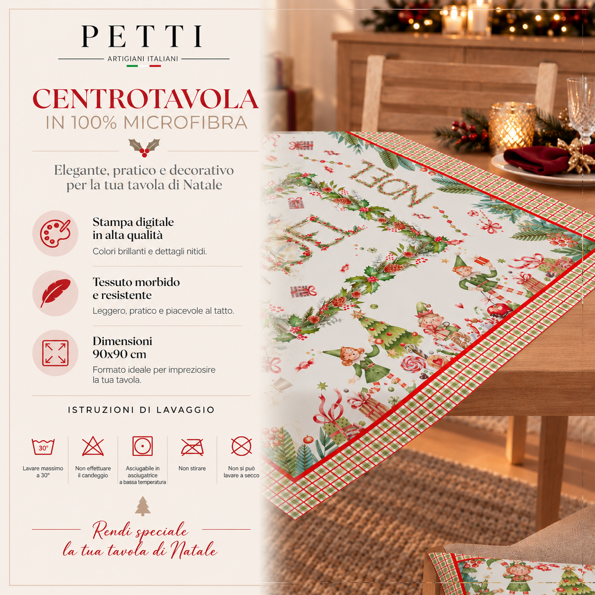 Centrotavola Natalizio per Cucina in Stampa Digitale Noel