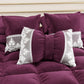 Cuscino Arredo Fiocco in Velluto e Balza con Pizzo Rebrodè 40x50 cm, Cuscino divano Prugna By Sissy