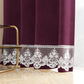 Rideau panneau en velours pour intérieur avec anneaux et dentelle rebrodée, 140x280 cm, prune par Sissy
