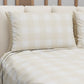 Lenzuolo Copriletto e Federe in Microfibra A Quadretti Beige.