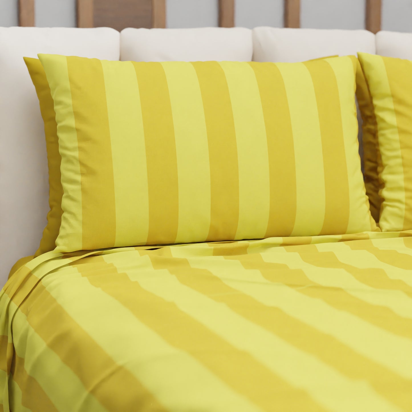 Copriletto Estivo, Coperta Leggera, con Federe Le Righe Giallo Ocra/Giallo