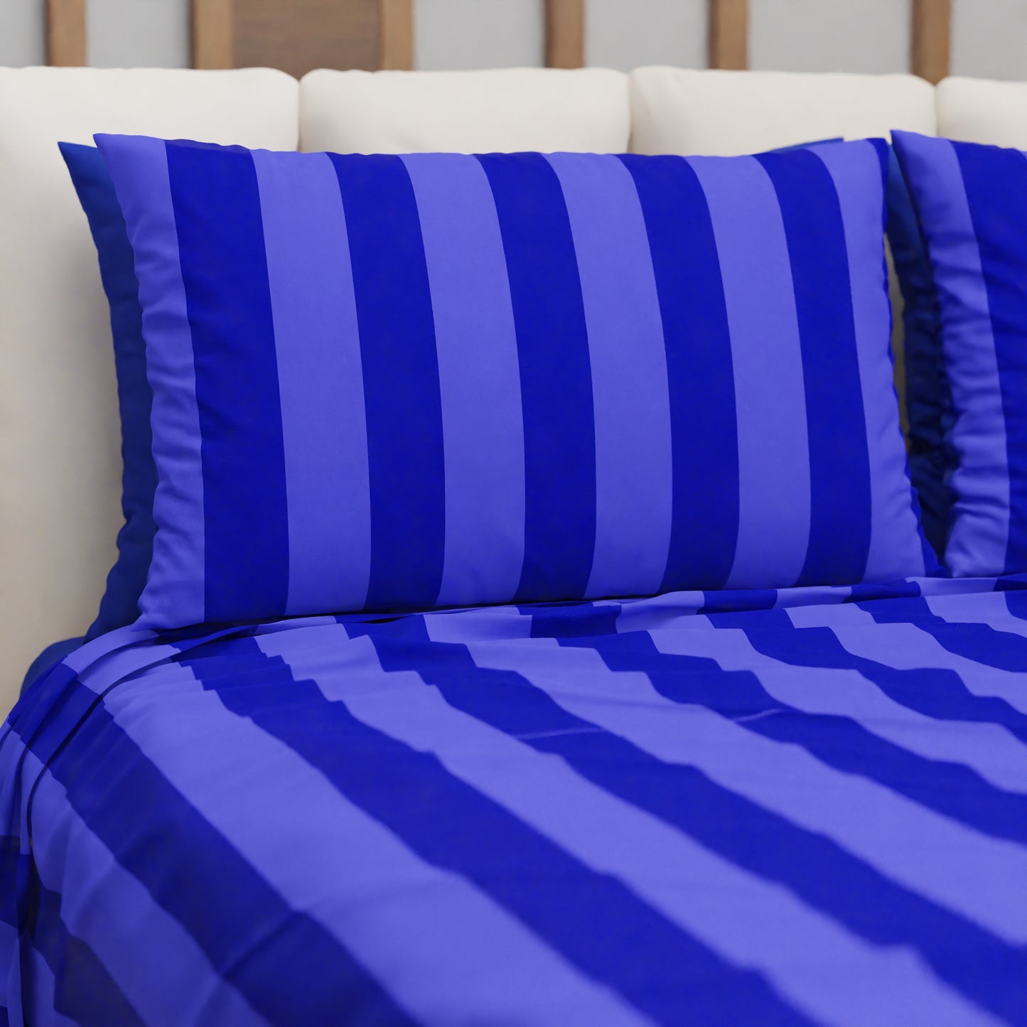 Copriletto Estivo, Coperta Leggera, con Federe Le Righe Indaco/Blu Elettrico
