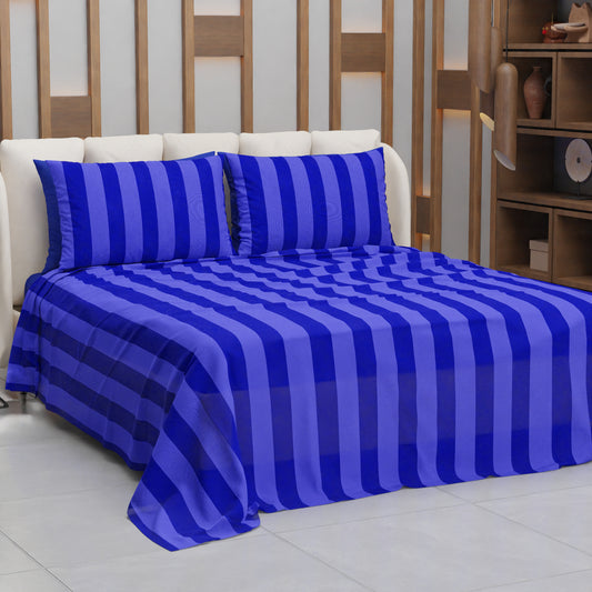 Copriletto Estivo, Coperta Leggera, con Federe Le Righe Indaco/Blu Elettrico