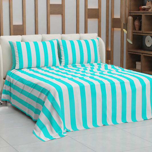 Lenzuolo Copriletto e Federe in Microfibra Righe Tiffany.
