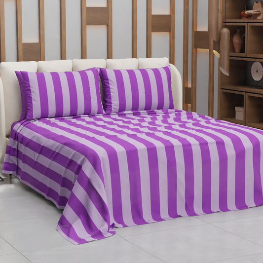 Copriletto Estivo, Coperta Leggera, con Federe Le Righe Viola/Lilla