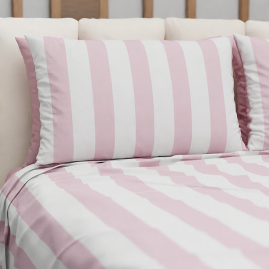Copriletto Estivo, Coperta Leggera, con Federe Le Righe Bianco/Cipria Chiaro