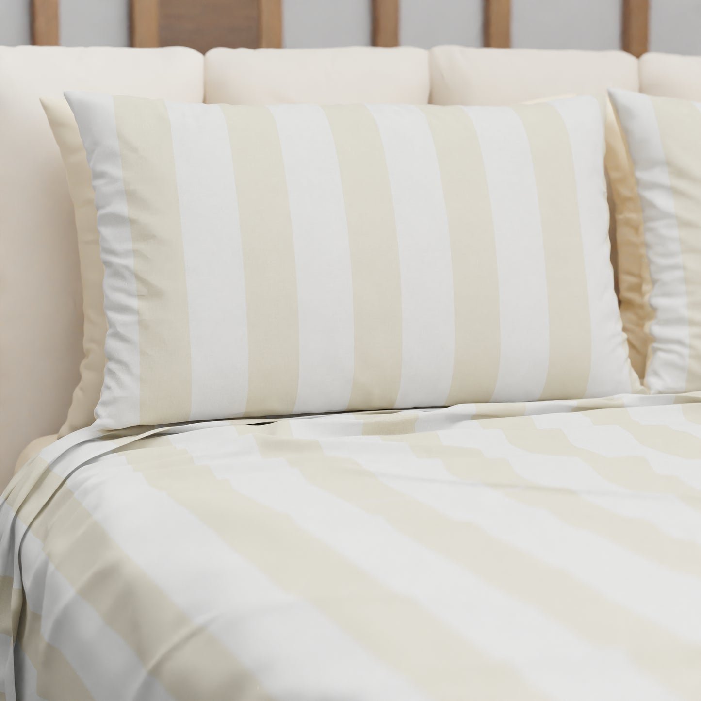 Copriletto Estivo, Coperta Leggera, con Federe Le Righe Bianco/Beige