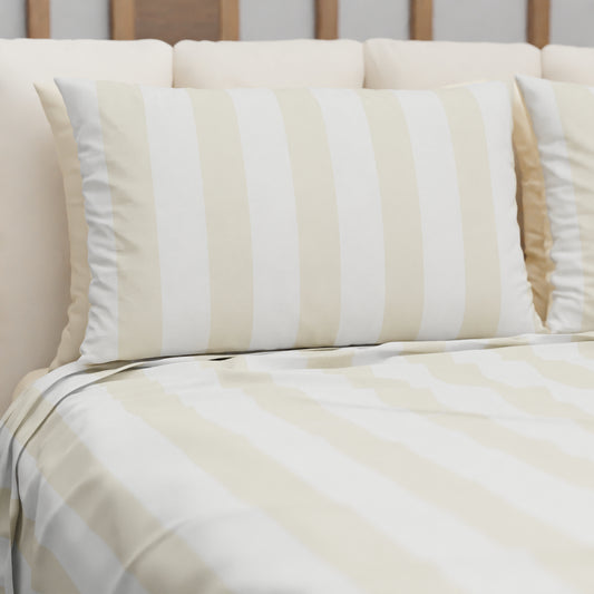 Copriletto Estivo, Coperta Leggera, con Federe Le Righe Bianco/Beige