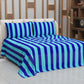 Lenzuolo Copriletto e Federe in Microfibra Righe Celeste/Blu Elettrico.