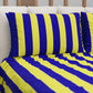 Lenzuolo Copriletto e Federe in Microfibra Righe Giallo/Blu Elettrico.